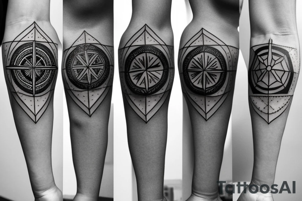 compass with geometric ornaments fineline style tattoo idea compass with geometric ornaments fineline style tattoo idea
