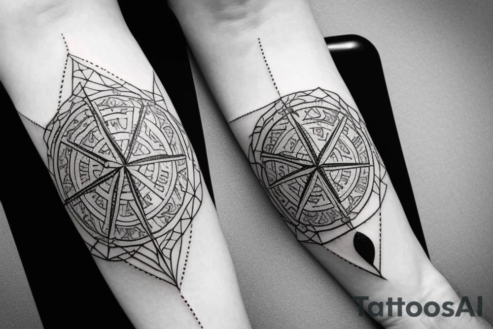 fine line compass with geometric ornaments small on inner bicep tattoo idea fine line compass with geometric ornaments small on inner bicep tattoo idea
