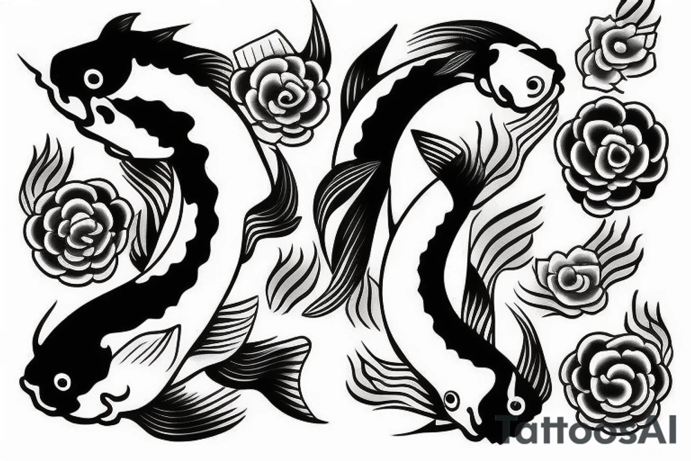 yin yan and koi fish tattoo idea