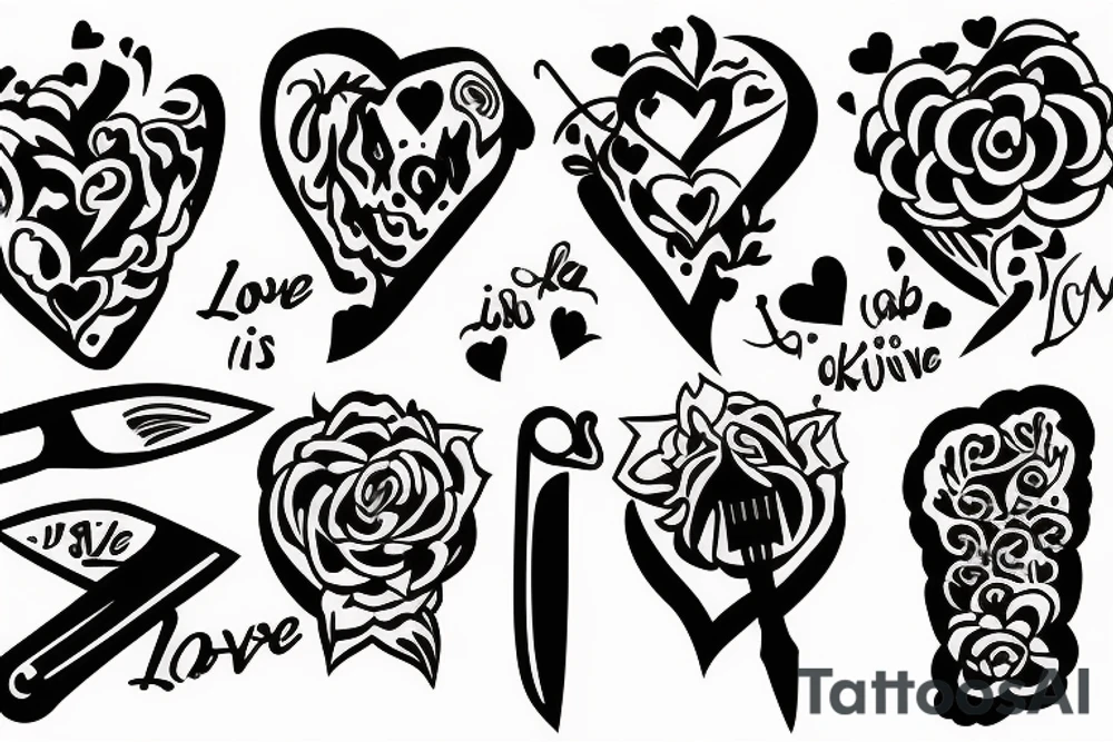 Love is blind knife tattoo idea