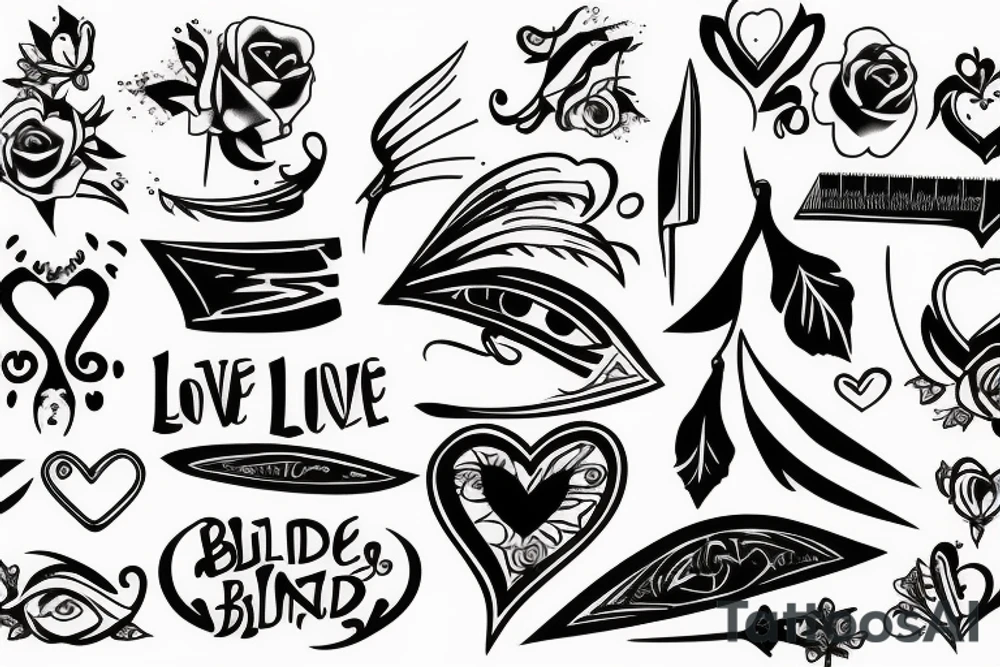 Love is blind knife tattoo idea