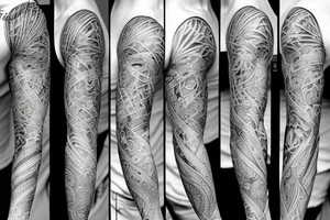 A full sleeve designed in black work tattoo idea