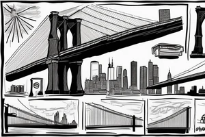 New York City with the Brooklyn bridge transforming into the Mario Cuomo Bridge tattoo idea