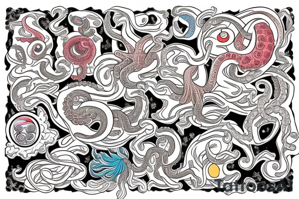 a tattoo of a neo traditional colored octopus tattoo idea