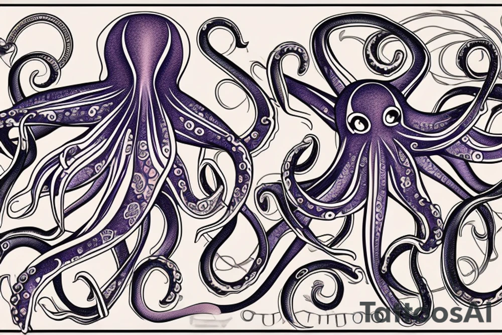 a tattoo of a neo traditional colored octopus tattoo idea