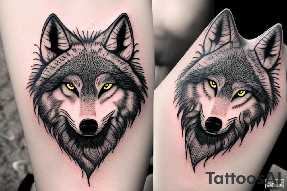 A Full wolf Face with unique eyes.
A mane that leaves an impression. tattoo idea