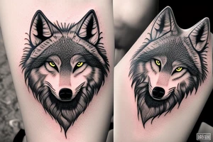A  Full wolf  Face with unique eyes. 
 A mane that leaves an impression. tattoo idea