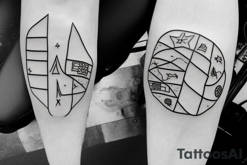 Outline of Chile geography with the chilean flag embedded into the outline tattoo idea