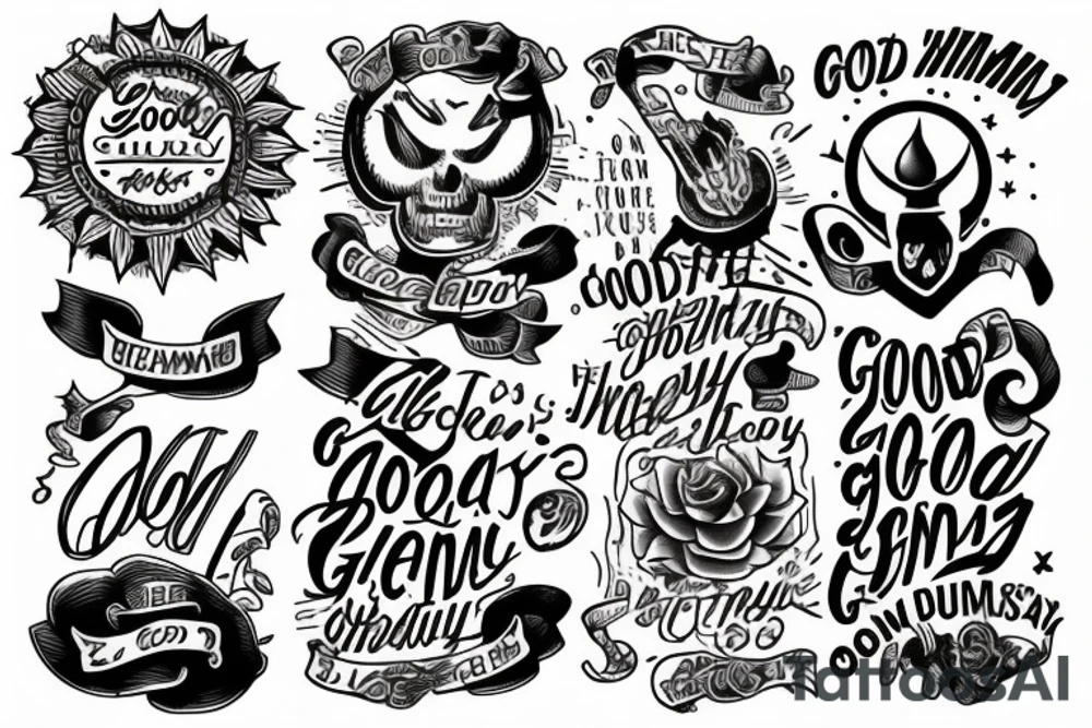 The quote „Good is the enemy of great“ in old school style tattoo idea