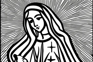 virgin mary with sun rays behind her for someone who doesn't practice religion tattoo idea