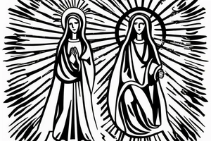 virgin mary with sun rays behind her for someone who doesn't practice religion tattoo idea