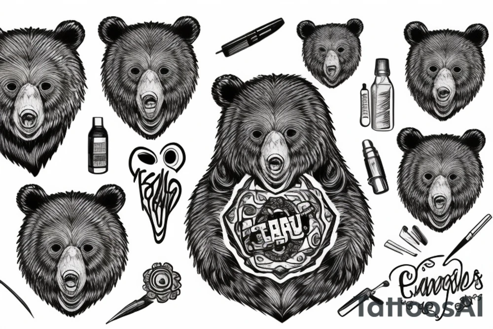 furious bear tattoo idea