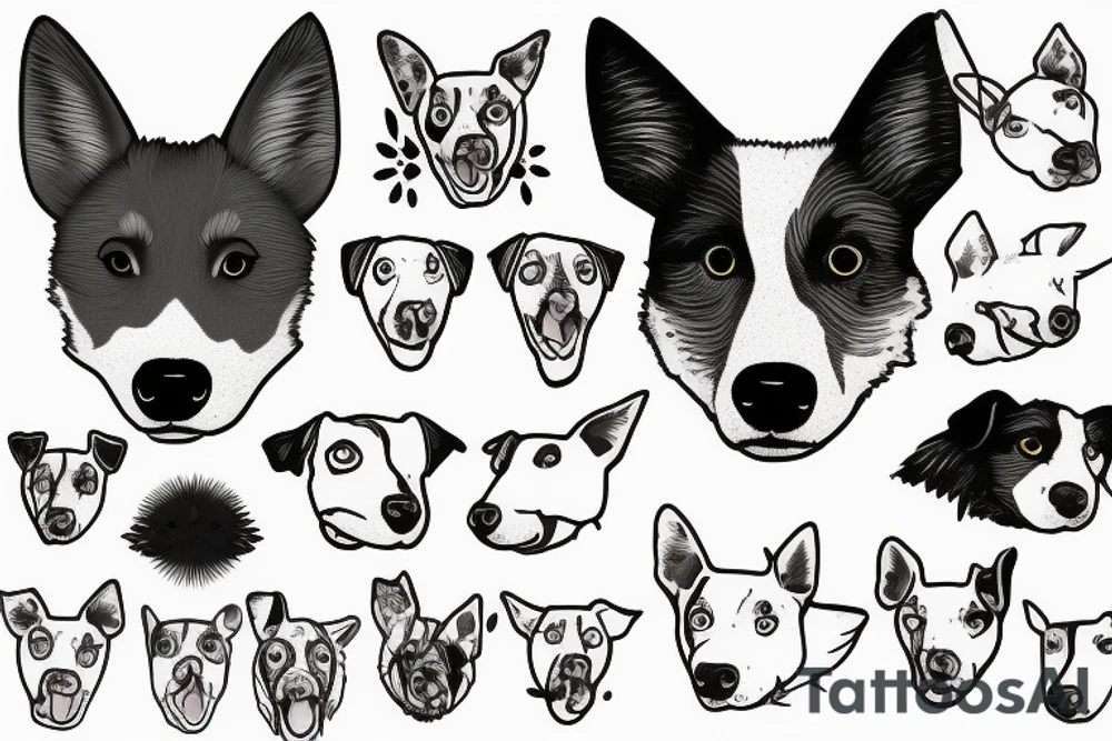 Australian cattle dog with light face tattoo idea