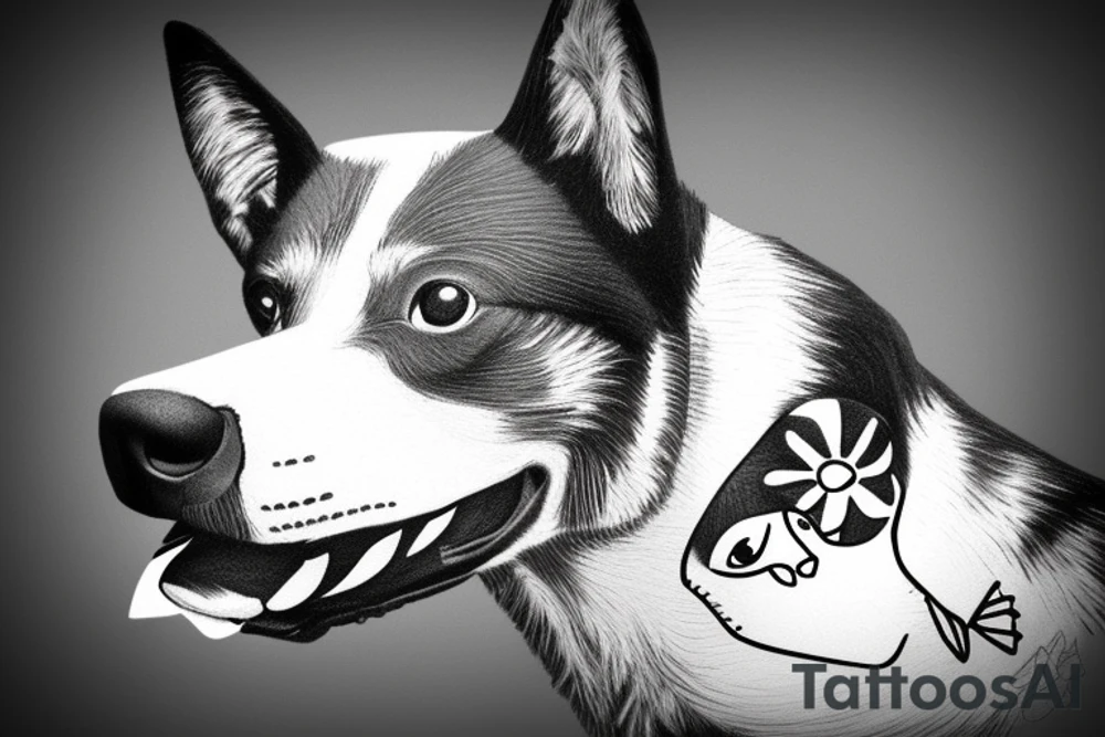 Australian cattle dog with light face tattoo idea