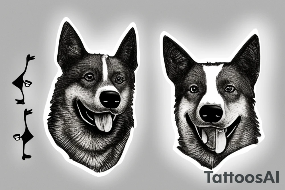 Australian cattle dog with light face tattoo idea