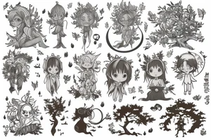 Forest sprite's sitting on tree of life tattoo idea