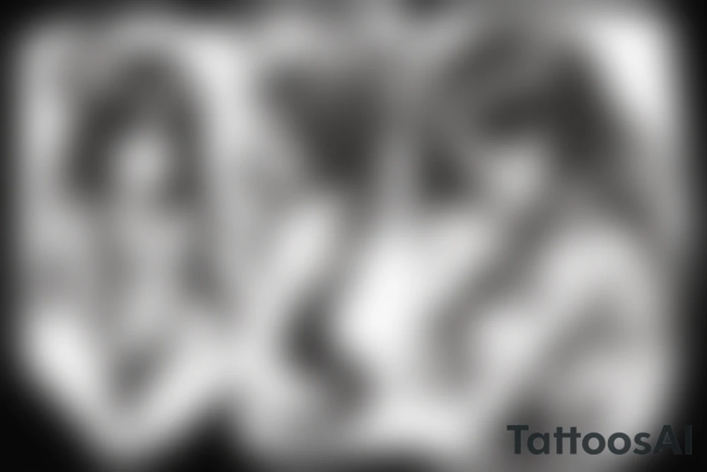 A strange anime girl dressed in black clothes with loose hair and seductive eyes tattoo idea