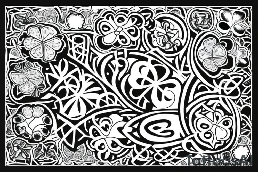 8 and four-leaf clover tattoo idea
