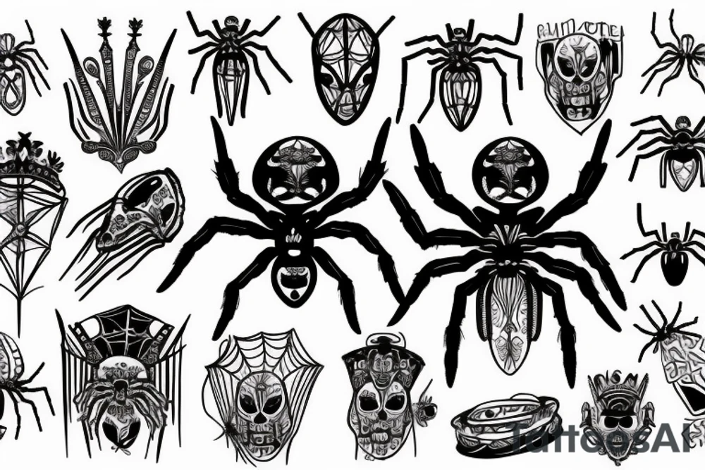 Spider with Roman crown tattoo idea