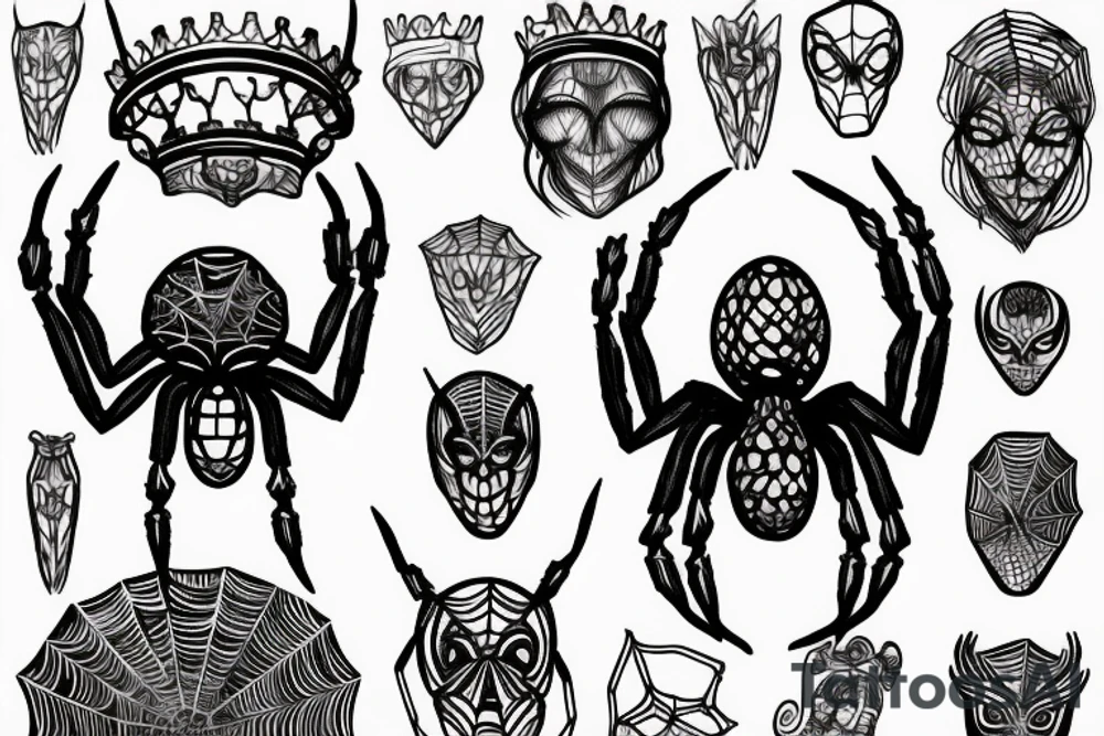 Spider with Roman crown tattoo idea