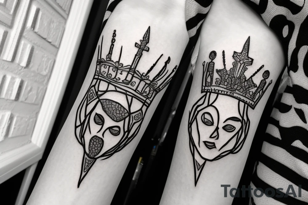 spider wearing a roman crown tattoo idea