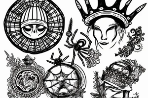 spider wearing a roman crown tattoo idea