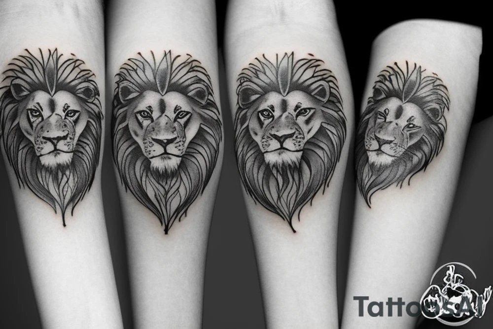 lion with 2 cubs tattoo idea