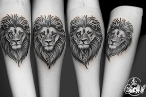 lion with 2 cubs tattoo idea
