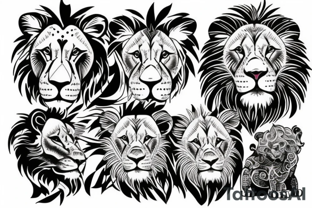 lion with
 cubs tattoo idea