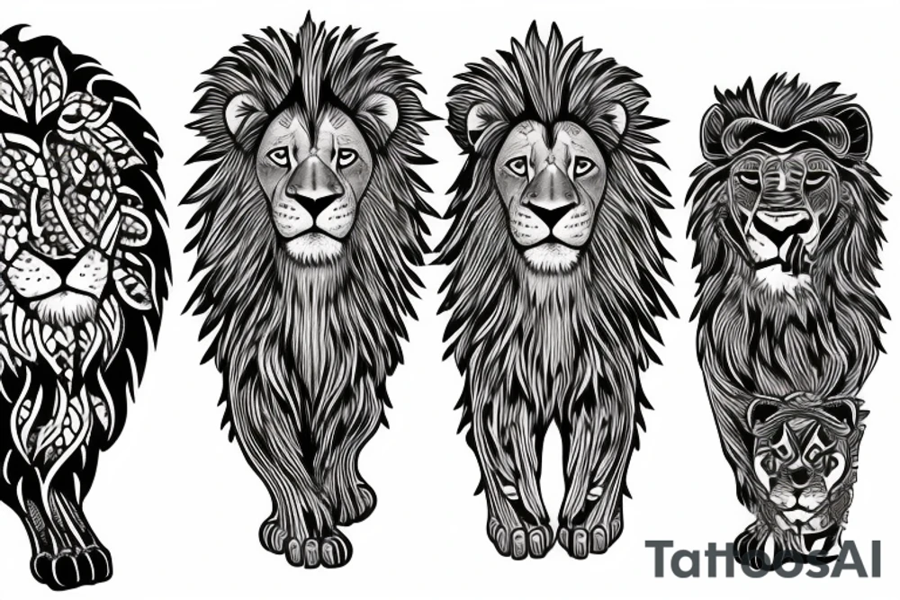 lion with
 cubs tattoo idea