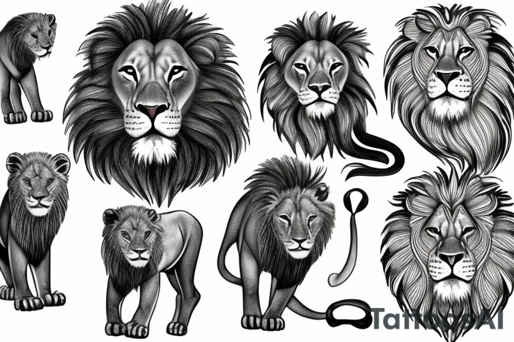 lion with cubs tattoo idea