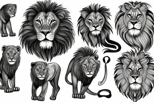 lion with cubs tattoo idea