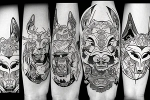 samurai with wolf tattoo idea