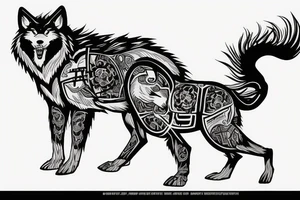 samurai with wolf tattoo idea