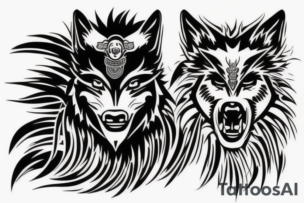 samurai in wolf head tattoo idea