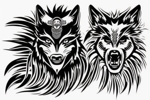 samurai in wolf head tattoo idea