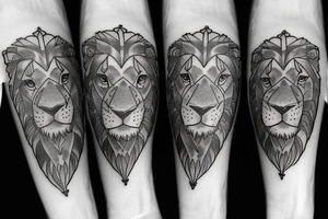 Lion father with three children tattoo idea