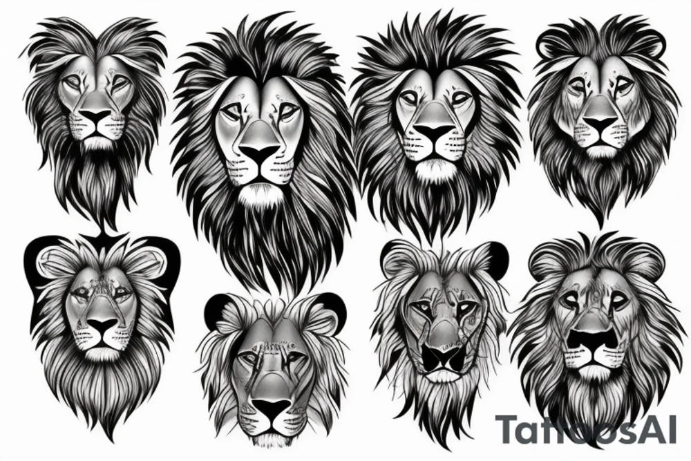 Lion with children tattoo idea