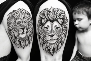 Lion with children tattoo idea