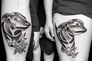 Animal father with three children tattoo idea