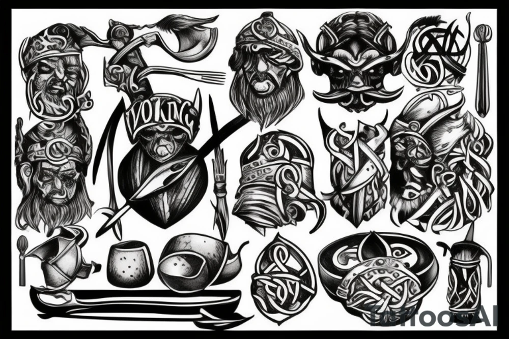 Viking Dining in Valhalla tattoo idea