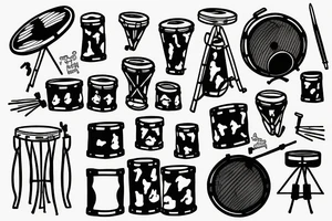 Staffordshire dog playing drums tattoo idea