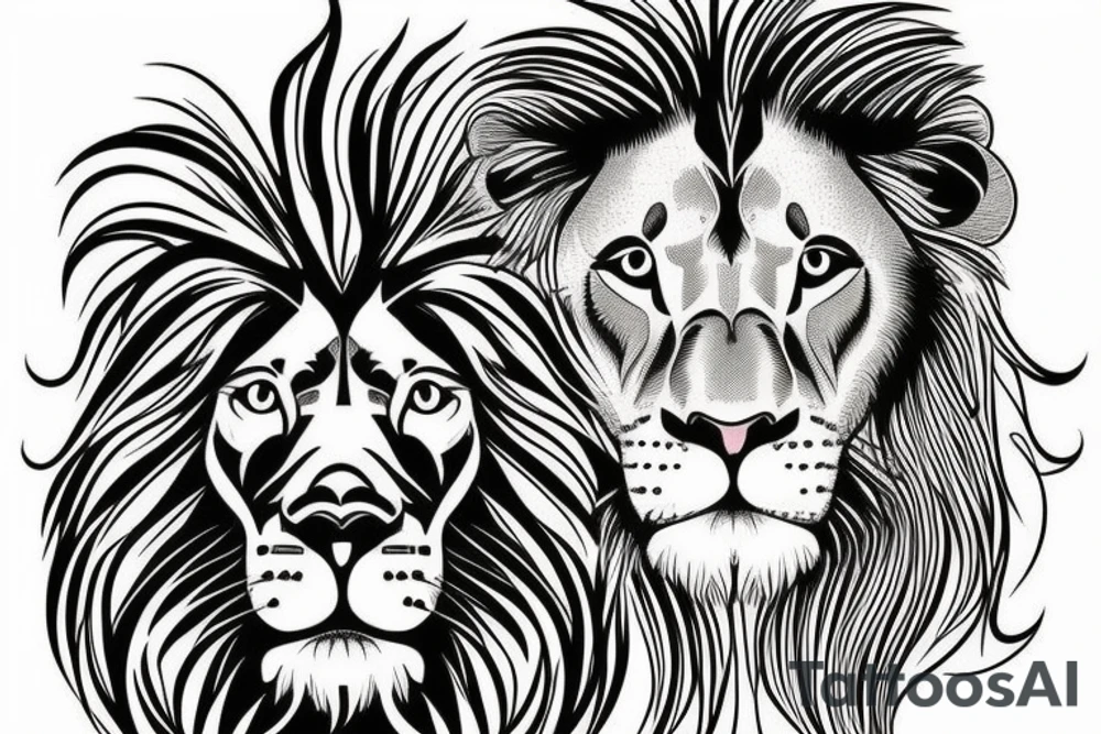 I‘d like to have a realistic lion with a clock an some nature around tattoo idea
