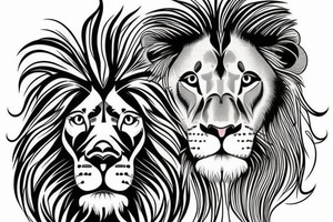 I‘d like to have a realistic lion with a clock an some nature around tattoo idea
