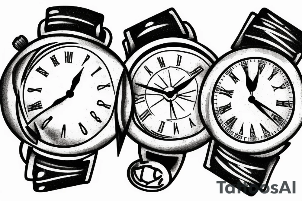 3 hands together (old, adult, young) with a watch tattoo idea