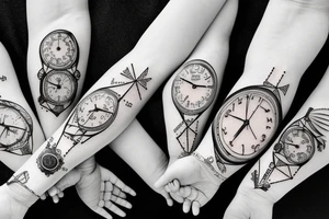 3 hands together (old, adult, young) with a watch tattoo idea