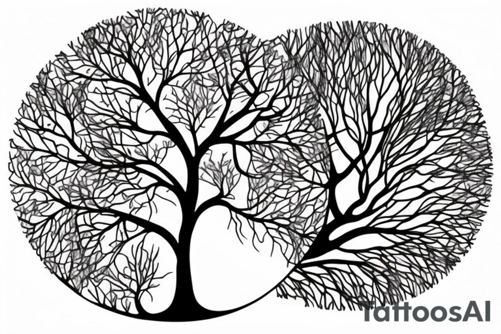 ethereal tree inside a delicate circle tattoo idea
