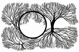 ethereal tree inside a delicate circle tattoo idea