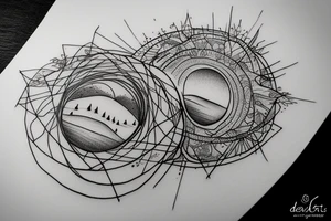 ethereal landscape inside a delicate circle tattoo idea