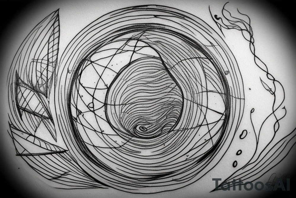 ethereal landscape inside a delicate circle tattoo idea